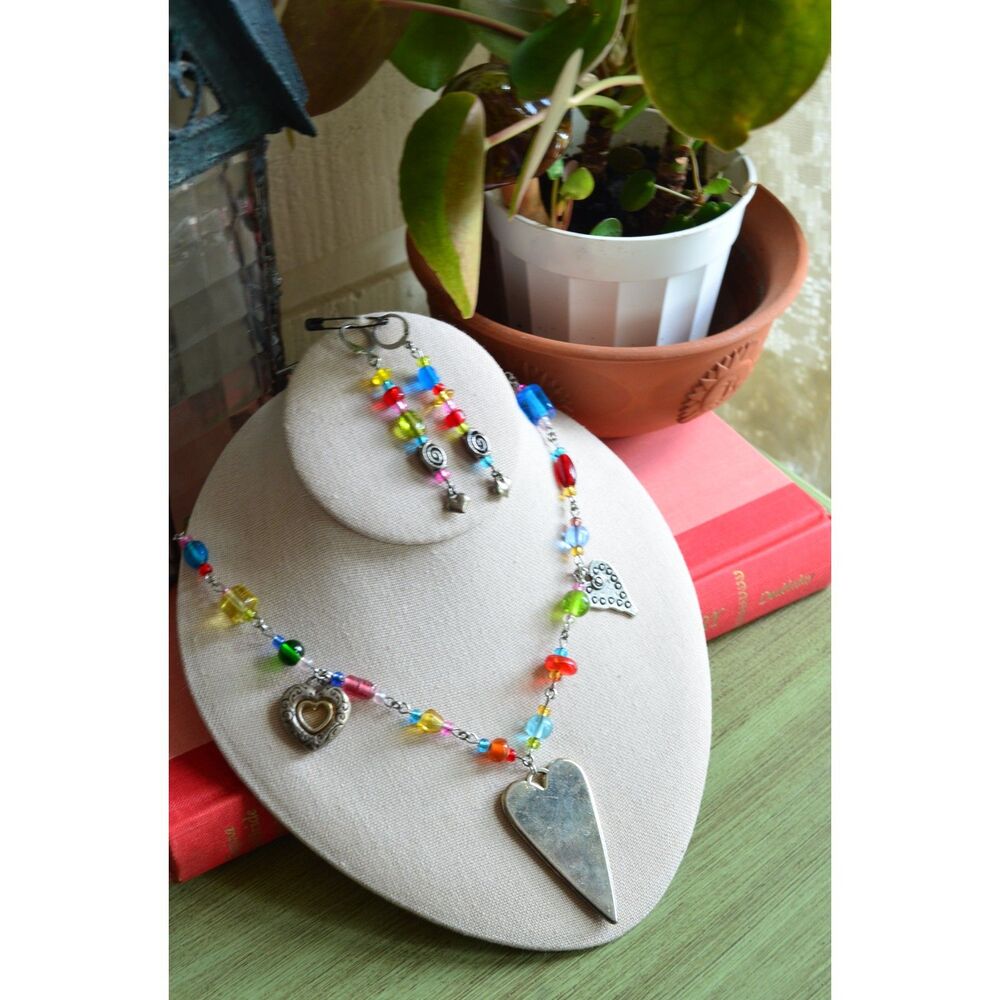Love Is Love Charm Necklace Set🌈 Handmade Reclaimed Necklace and Earring set
